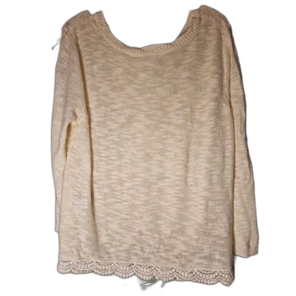 Cato Junior XL NWOT Cream Lightweight Summer Sweater 3/4 Sleeve Boho Chic - Picture 2 of 10